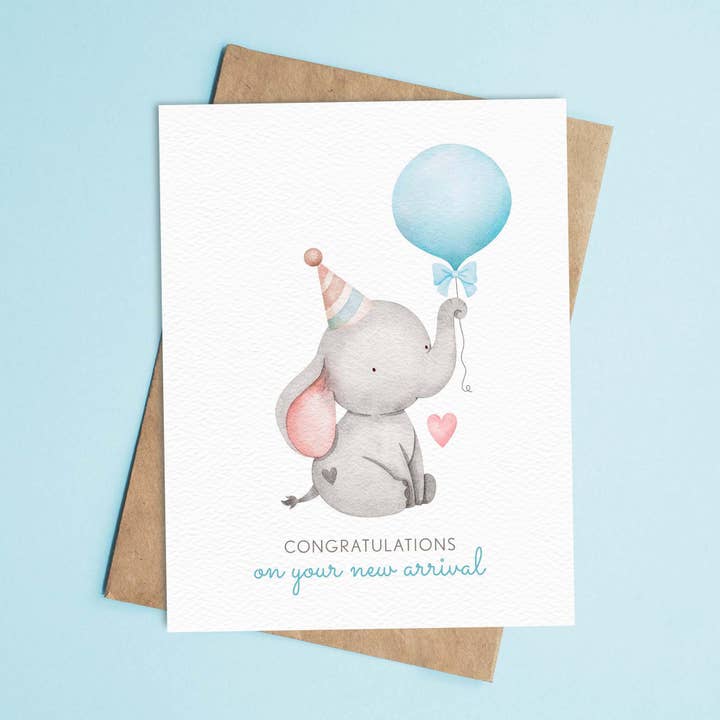 New Baby Card, Congratulations, Baby Shower, Pink, Baby Boy for wholesale by Blue Thistle