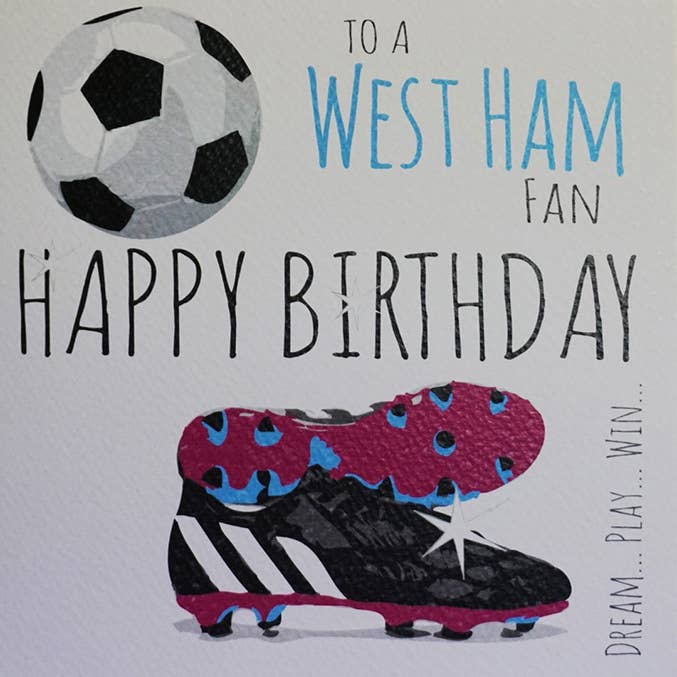 White Cotton Cards - Wholesale Birthday Card - Happy Birthday To A West Ham Fan (FFP12 & XFFP12)1
