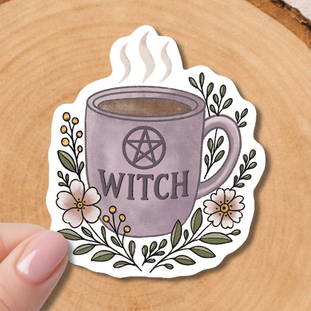 Witch Mug Vinyl Sticker Cozy Witch Aesthetic | 2 inch 3 inch or 4 inch for wholesale by Doroh's Kindred Soul and Sage
