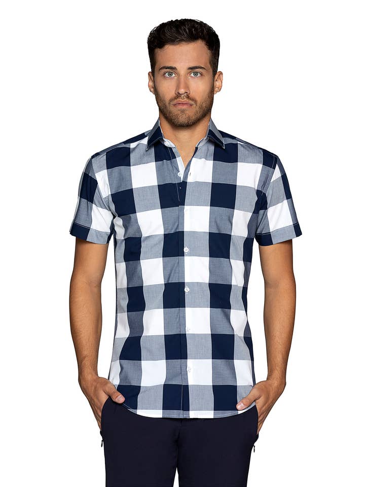 DARIUS CHECKERED NAVY SHIRT for wholesale by Bertigo