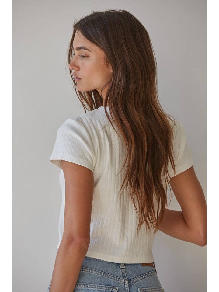 By Together - Wholesale Knit Top - Women's - L8346 | Knit Polyester Rayon Spandex Pointelle Ribbed Top 6