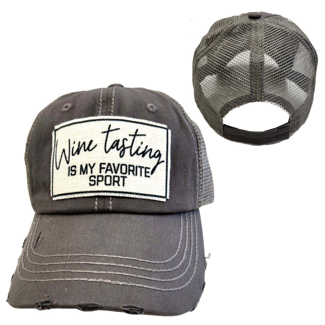 dkhandmade - Wholesale Trucker Hat - Unisex - WINE TASTING IS MY FAVORITE SPORT | UNISEX HAT | DISTRESSED2