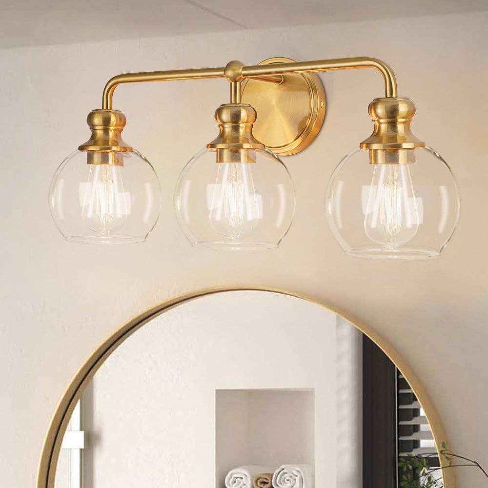 Brio Lighting - Vente Lustre/Suspension - Lampe de vanité moderne à 3 lumières Irvine Gold0