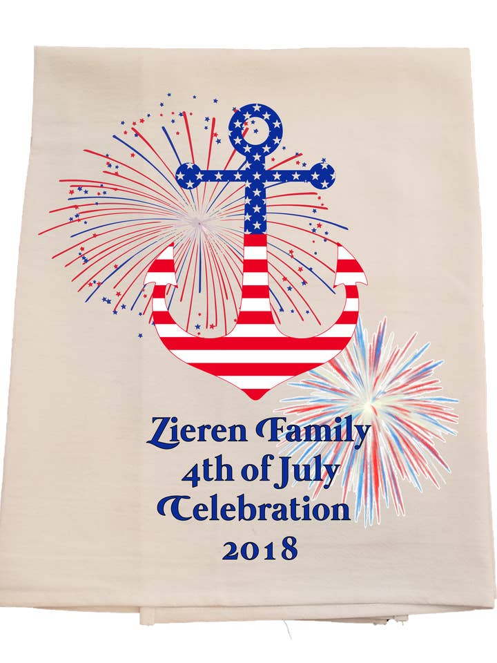 4 Juillet Torchon Famille, Foi, Liberté pour la vente par Bunnies and Bows