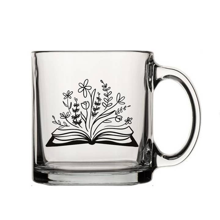 Fly Paper Products - Wholesale Coffee Mug - Botanical Library 13oz Glass Tea Coffee Mug Artist Designed1
