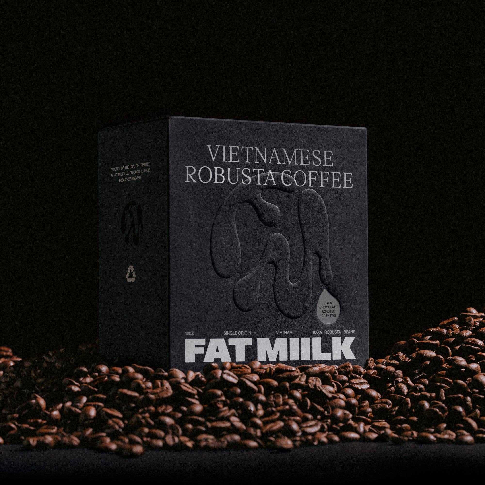 FAT MIILK COFFEE - Wholesale Coffee Beans - 12 oz | Courage/Dark Roast | Vietnamese Robusta Coffee1