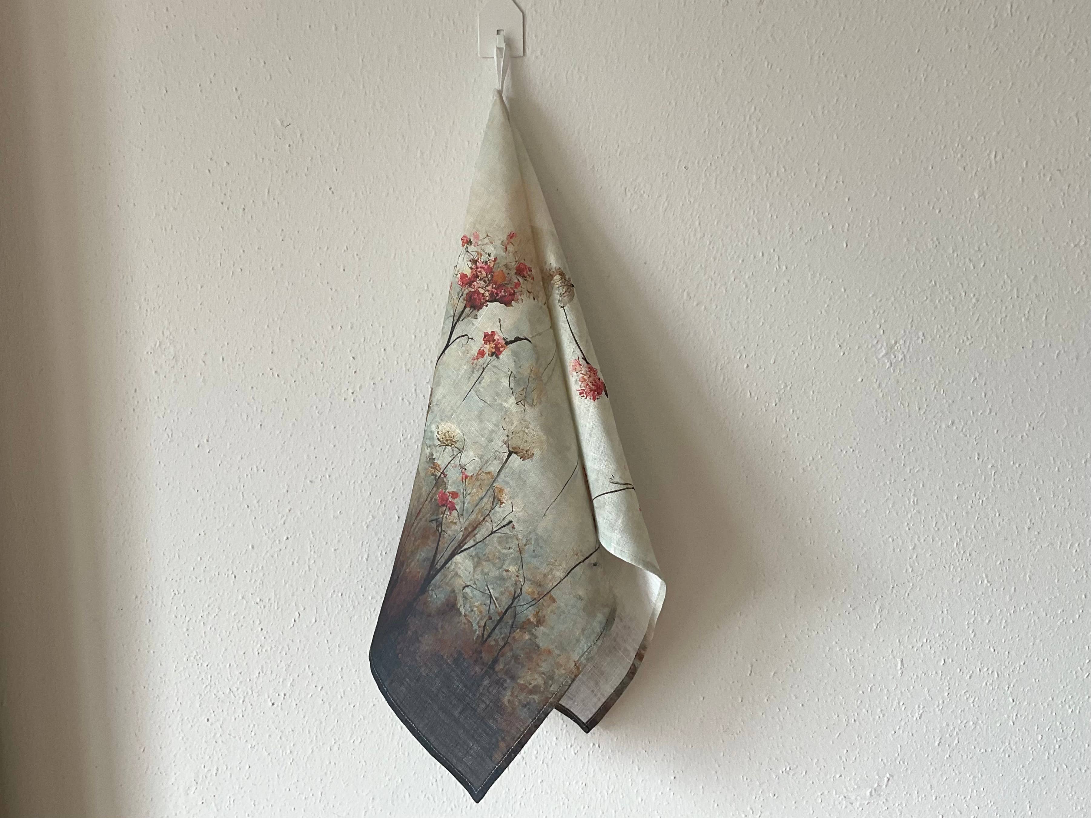 Suisse Maison de Lin - Wholesale Tea towel - Variety of Japandi Floral Linen Kitchen/Tea Towels with hook8