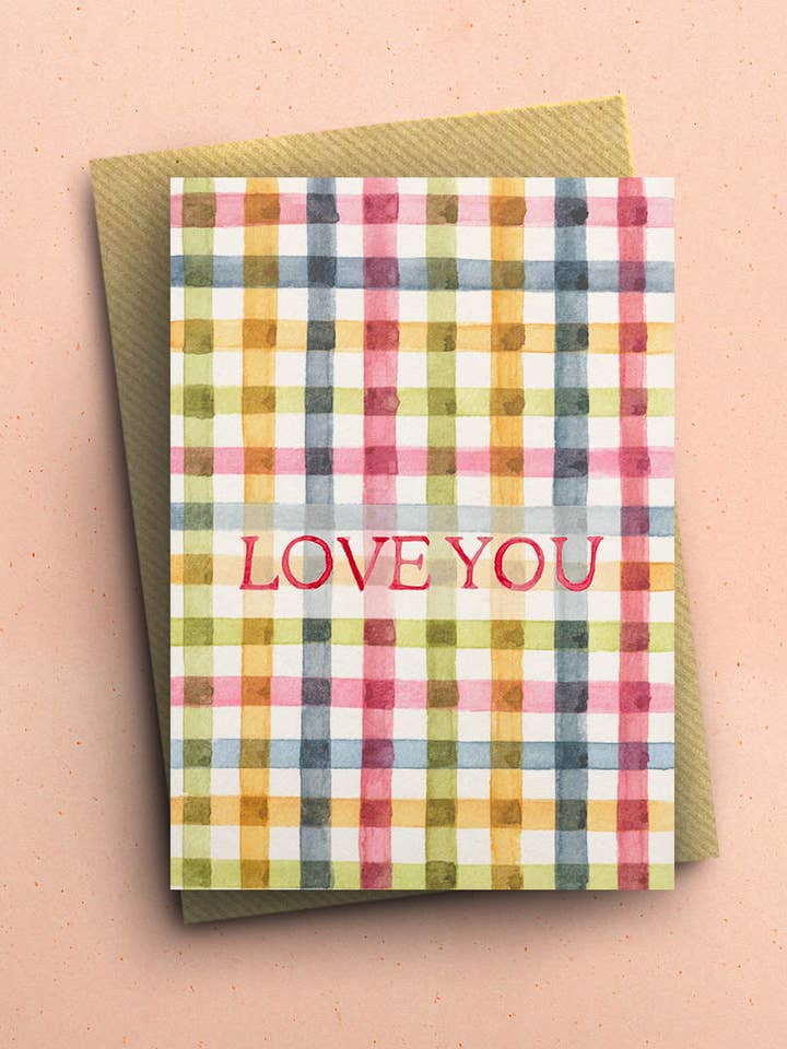 Cartão de Dia dos Namorados de Gingham Multicolorido por atacado de By Tilly