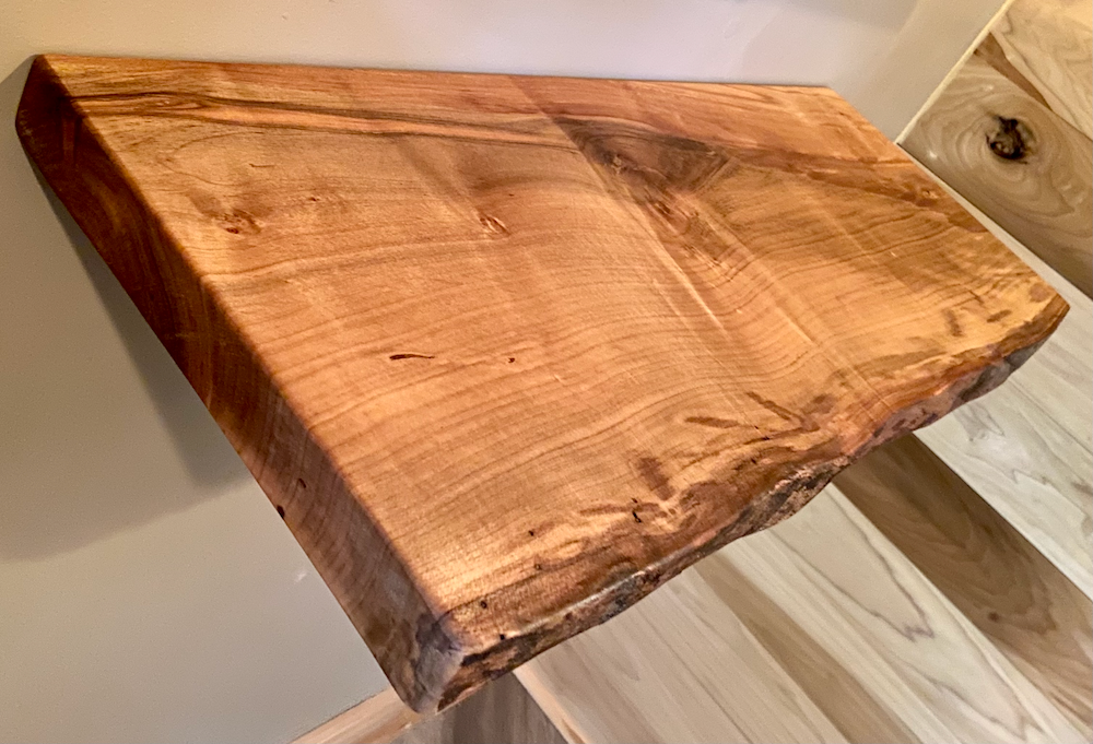 Steel Oak - Wholesale Wall Mounted Shelf - Live Edge Spalted Maple, Ambrosia Maple Wood Floating Shelf13