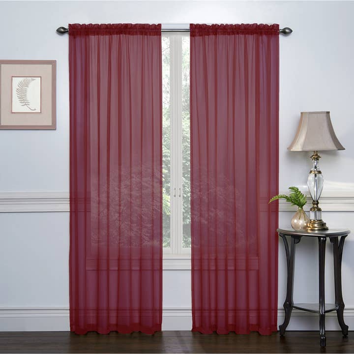 ShopBobbys - Wholesale Curtain - Crystal 2-Pack Sheer Rod Pocket Window Panel, 52x84 Inches Each15