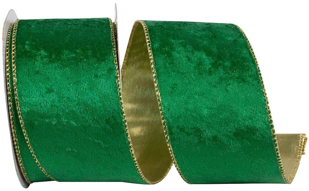 RELIANT RIBBON - Wholesale Ribbon - Gift Wrapping - Velvet Plush Holiday Metallic Backed Wired Edge 10