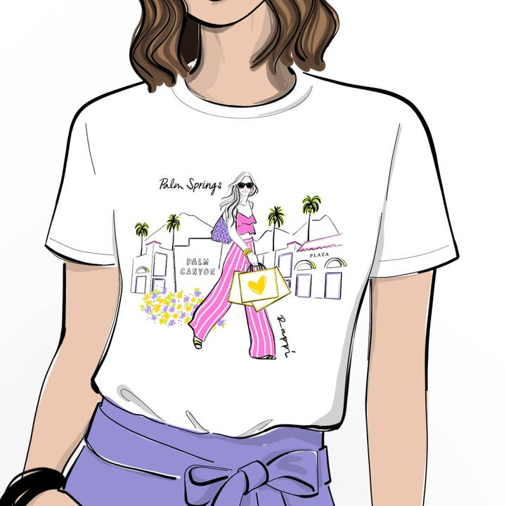 Palm Springs Palm Canyon Crewneck Graphic Tee for wholesale by Rappi Palm Springs