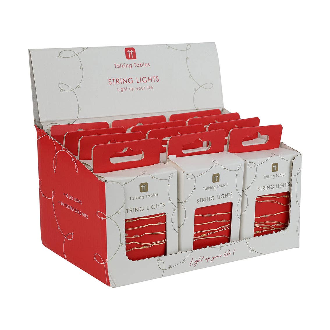Talking Tables UK – wholesale String lights – Gold LED String Lights - 3m - Red POS Unit0