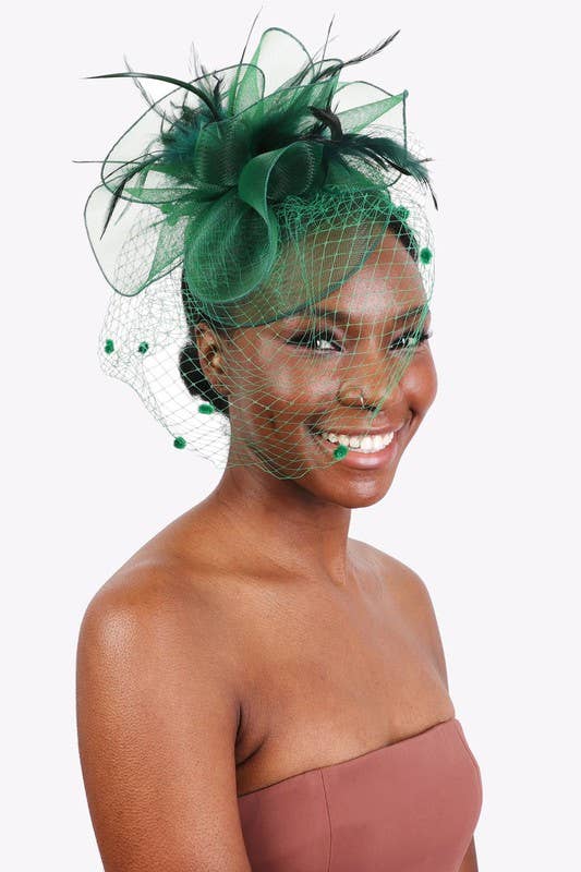 anbfashion - Wholesale Fascinator Hat - Women's - KENTUCKY DERBY FLOWER FEATHERS VEILED FASCINATOR HTH259117