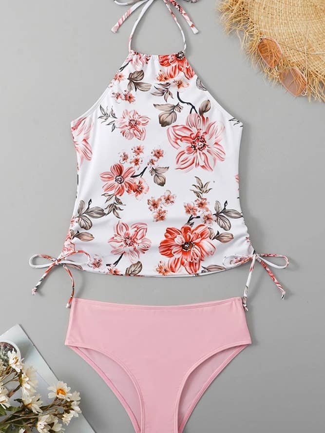 Pink Summer Beach Floral 2PCS Bikini Set ZZKF655 for wholesale on Faire1