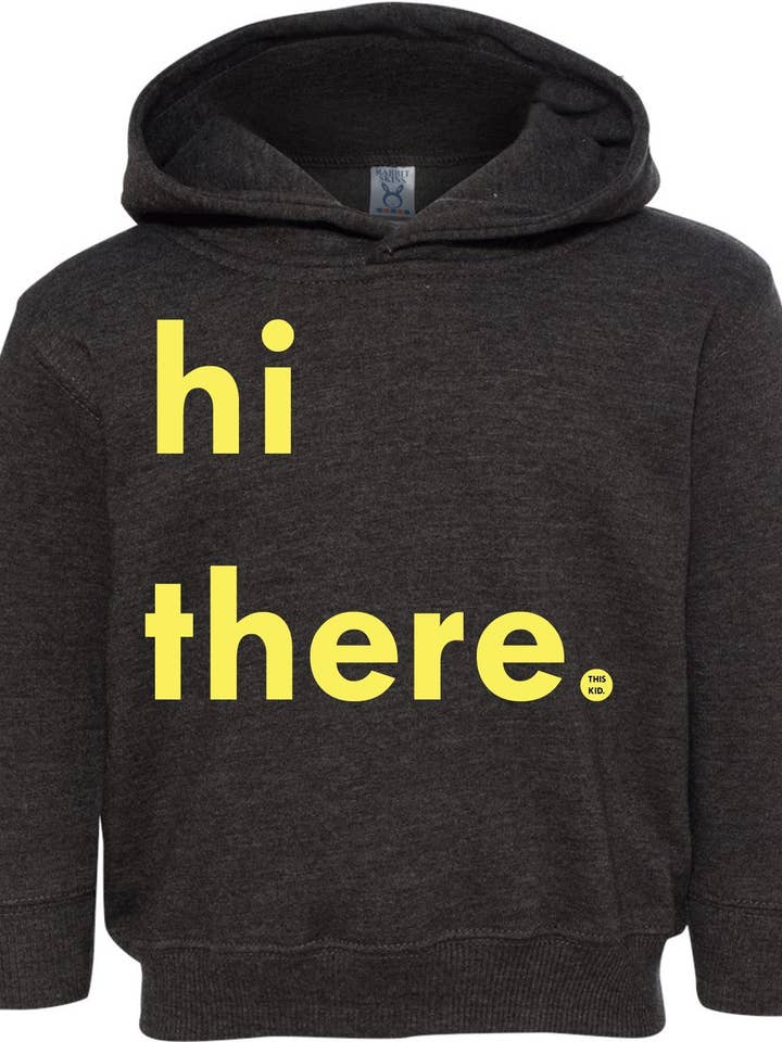 THIS KID SUPPLY CO. - Hi There Hoodie - Yellow on Black (Toddler & Youth sizes) for wholesale by This Kid Clothing Co.
