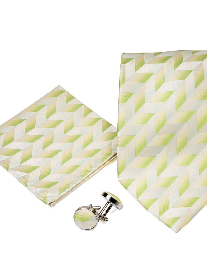 Grünes Herren Boxy Muster Design 4-tlg. Krawatten-Set für den Großhandel von Ferrecci