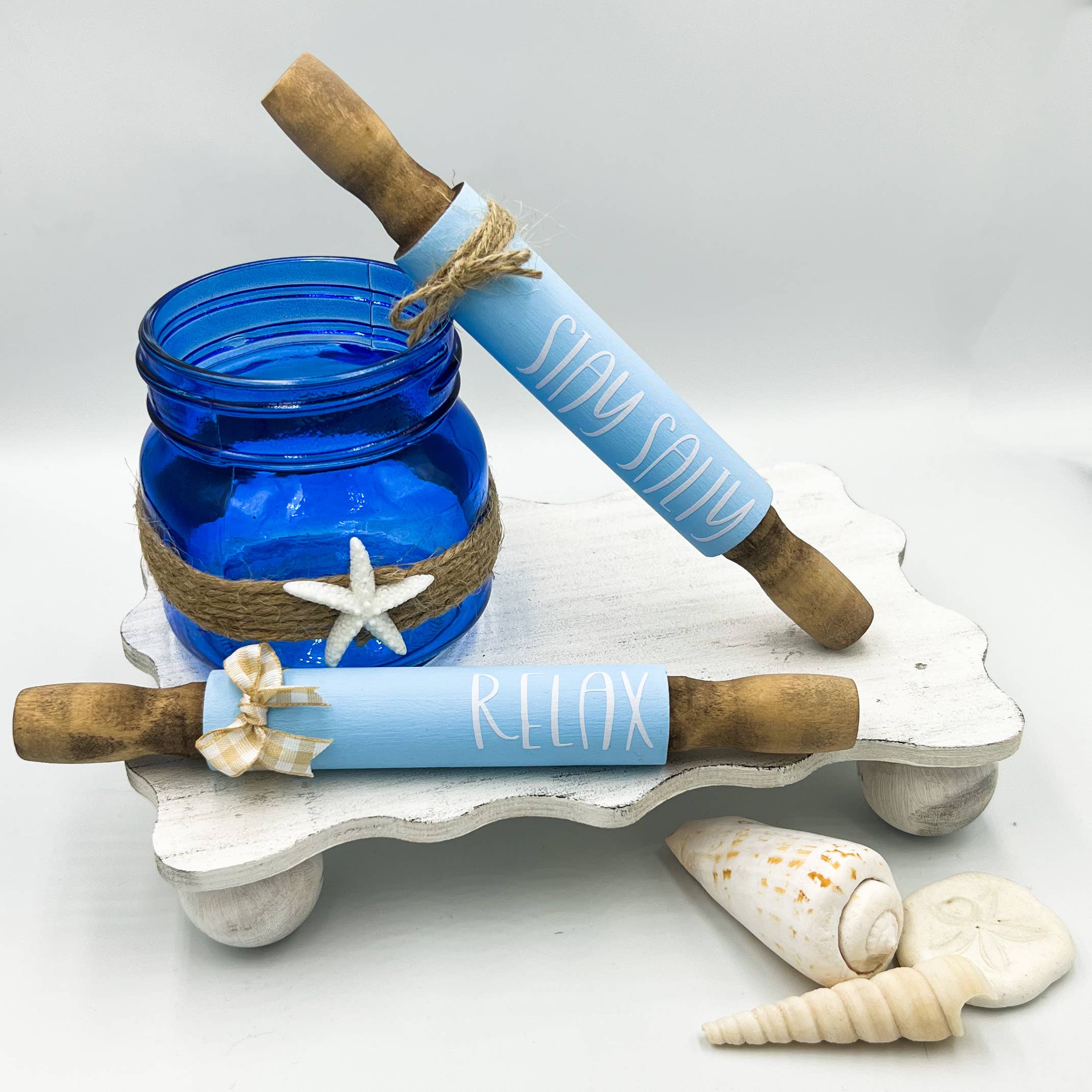 Ruaille Buaille Co - Vendita all'ingrosso Decorazioni da tavolo - Decorazioni da spiaggia | Vassoio nautico a più livelli | Decorazioni per la casa estiva0