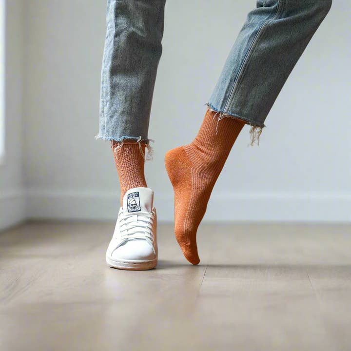 KLUE Glitter Lurex socks in eco-friendly Lyocell | Terracotta for wholesale by KLUE