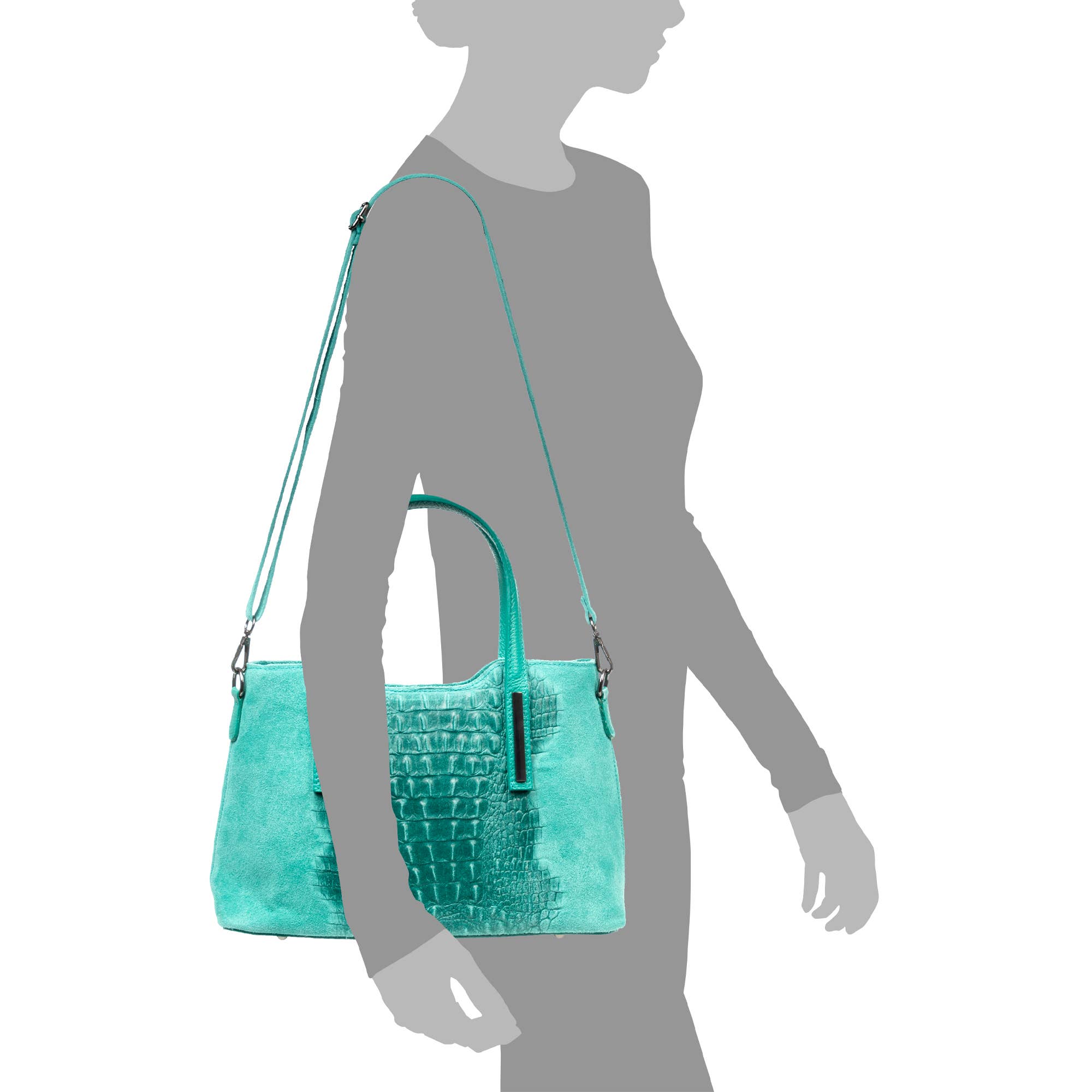 FIRENZE ARTEGIANI - Vente Sac à main avec poignée sur le dessus – femme - Fiesole sac cabas Femme. Cuir véritable Suède Crocodile.5