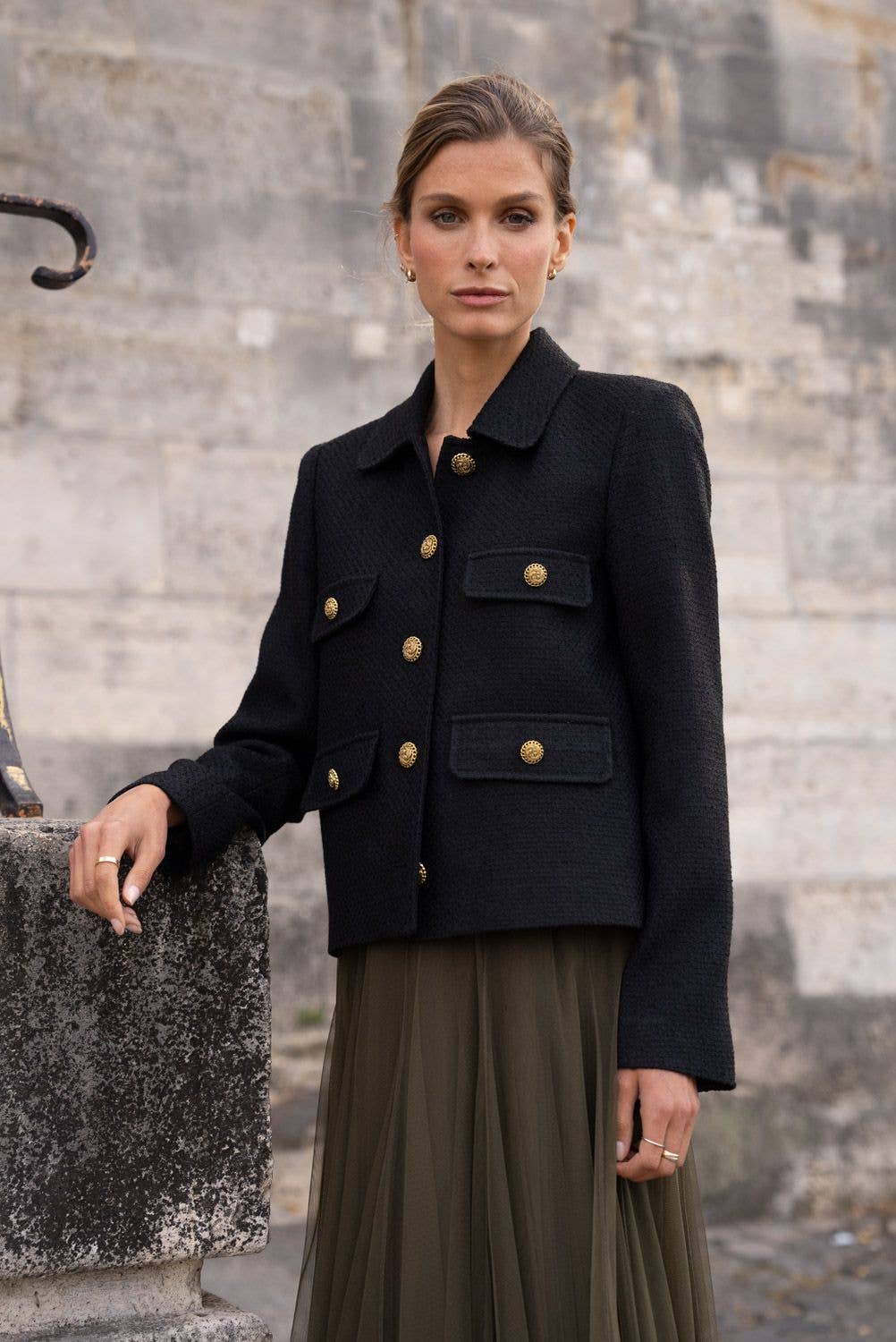 Attentif Paris - Wholesale Jacket - Women's - Straight cut plain tweed jacket5