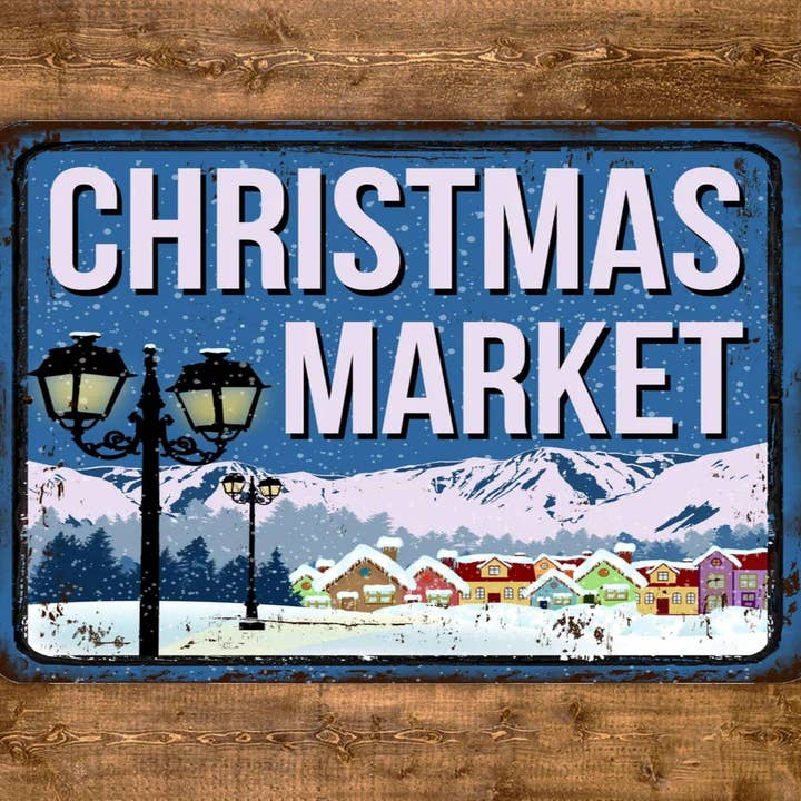 Game Time Prints – Großhandel Schilder – Weihnachtsmarkt-Schild im Vintage-Stil