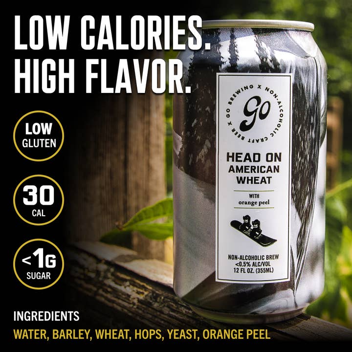 Go Brewing - Wholesale Non-Alcoholic Beer - Go Brewing Head On Wheat - 24 Pack - Non Alcoholic Beer2