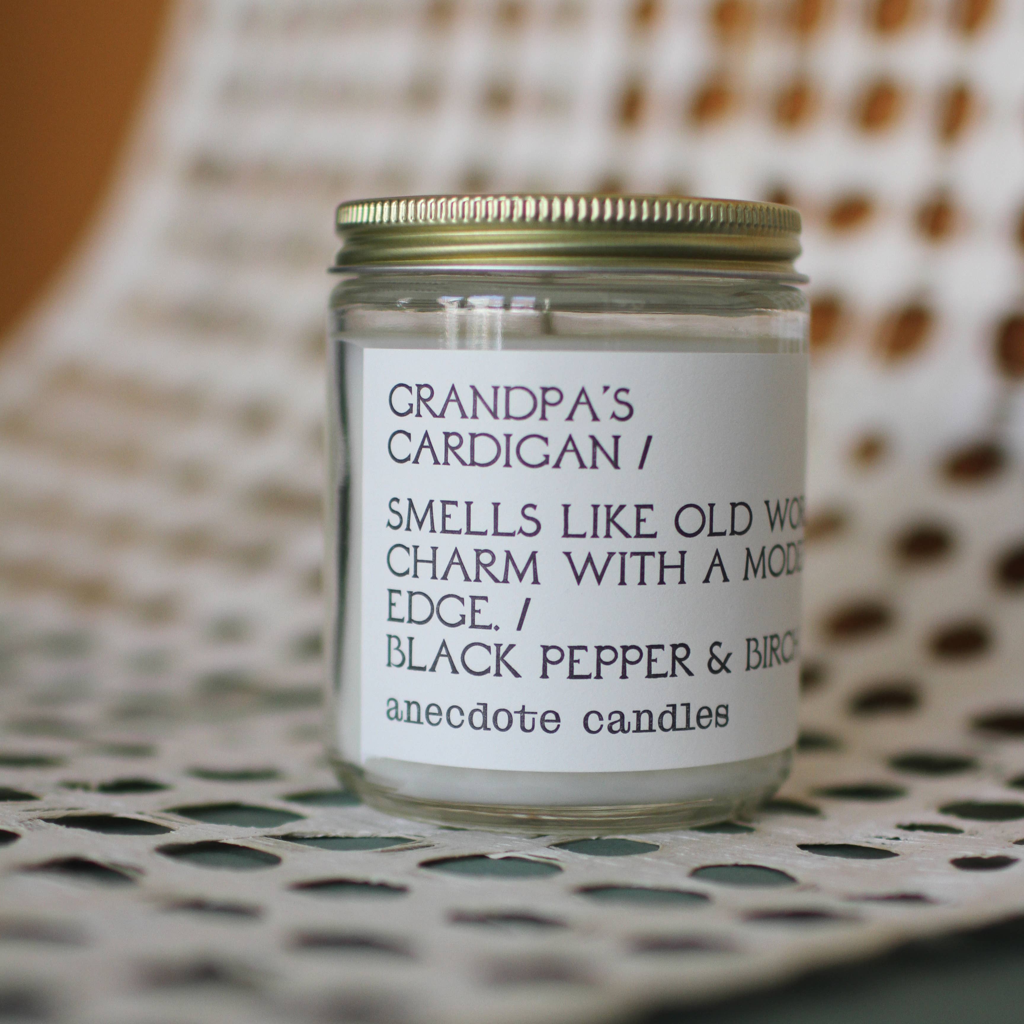Anecdote Candles - Wholesale Jar/Filled Candle - Grandpa’s Cardigan (Black Pepper & Birch) Candle2