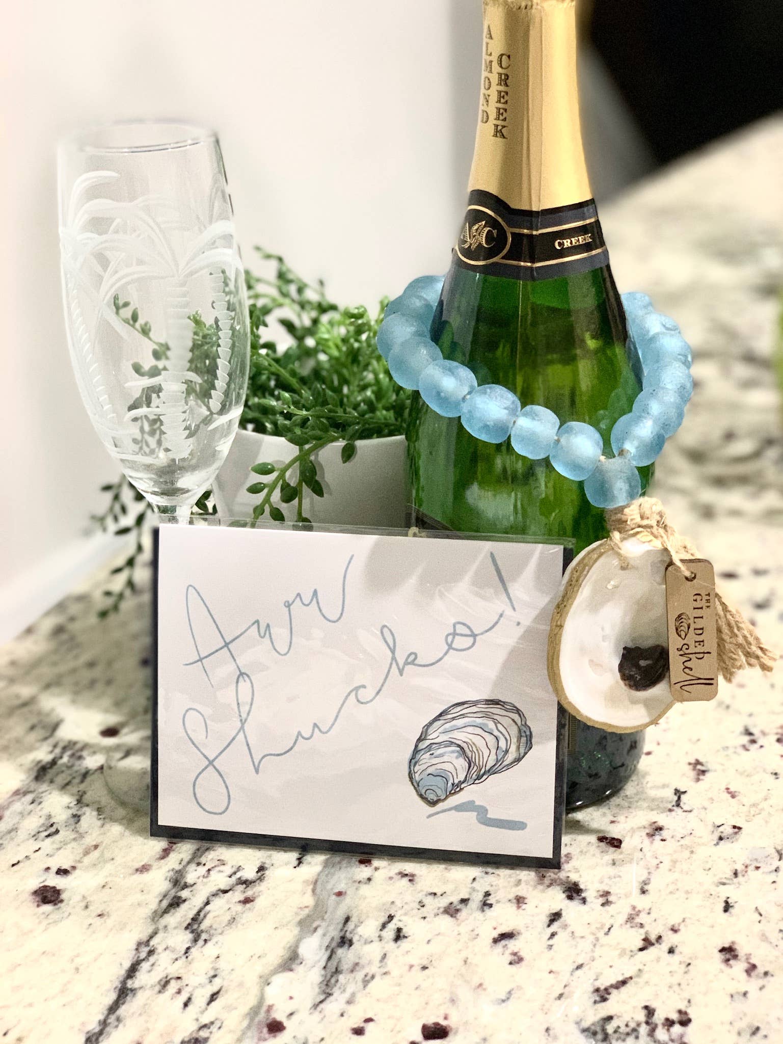 The Gilded Shell - Wholesale Decorative Tabletop Object - The Lagoon - Sea Glass5