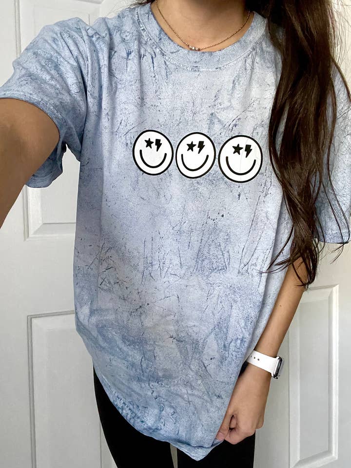 Comfort Colors Colorblast Lightning Bolt Smiley Face T-Shirt for wholesale by Sunshine Designs Boutique LLC