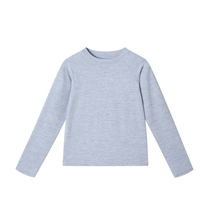 Blue Kids (4-18) Raglan Rashguard | Heather Navy for wholesale on Faire