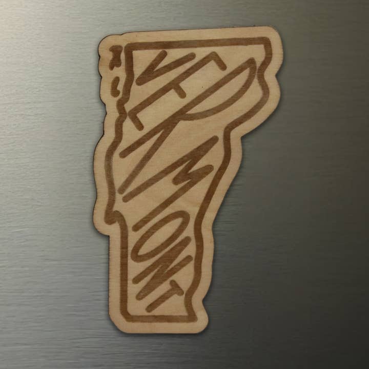 The Trendy Traveler - Wholesale Magnet - Vermont Word Art Engraved Wood Magnet0