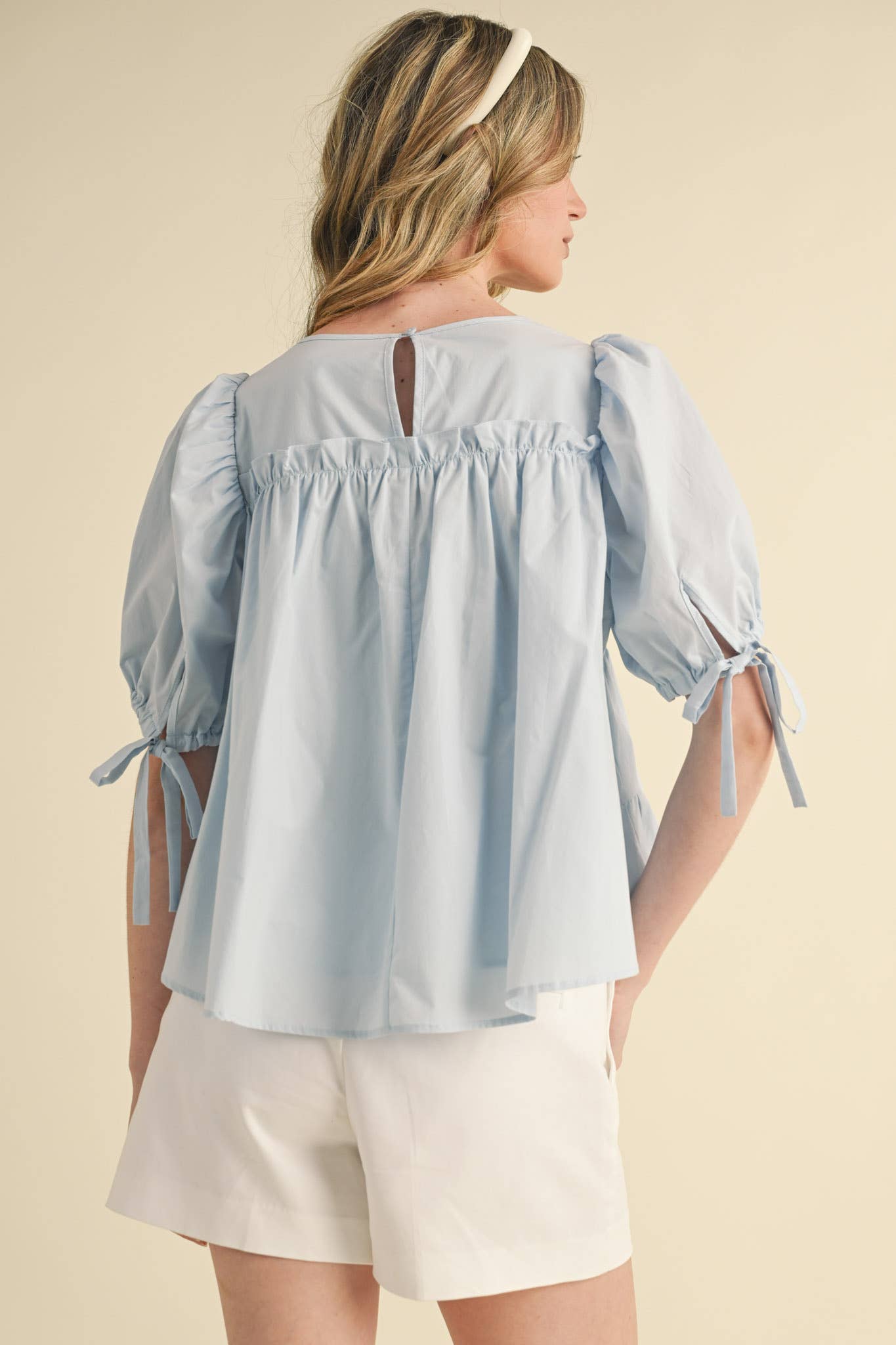 &MERCI - Wholesale Blouse - Women's - TIERED SHIRRING PUFF SLEEVE TOP MTP308114