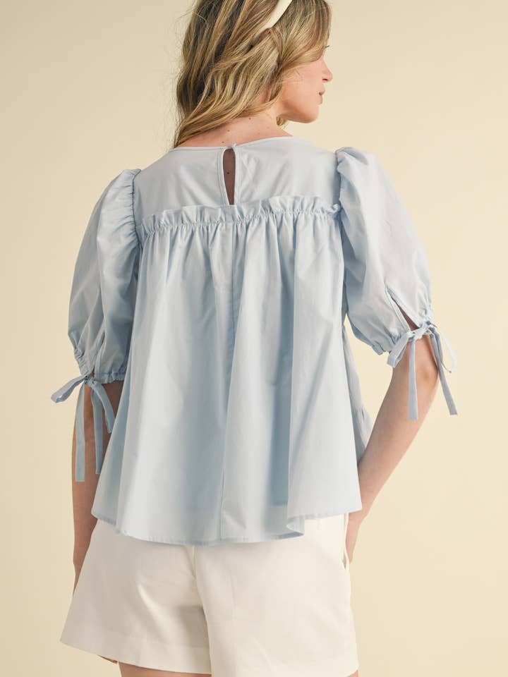 &MERCI - Wholesale Blouse - Women's - TIERED SHIRRING PUFF SLEEVE TOP MTP308114