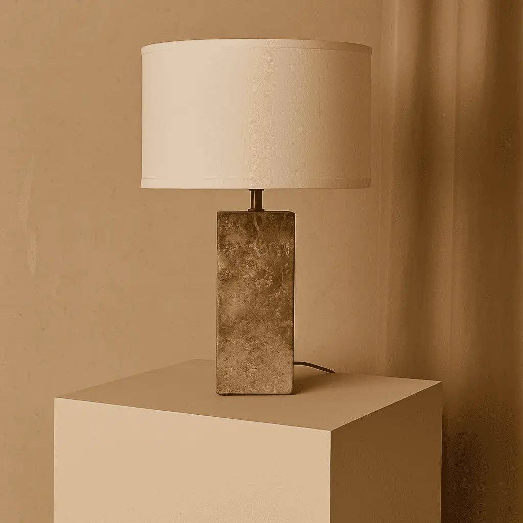 Tavellio - Wholesale Accent/desk lamp - Rosie Travertine Lamp | Cotton Shade & Elegant Design13