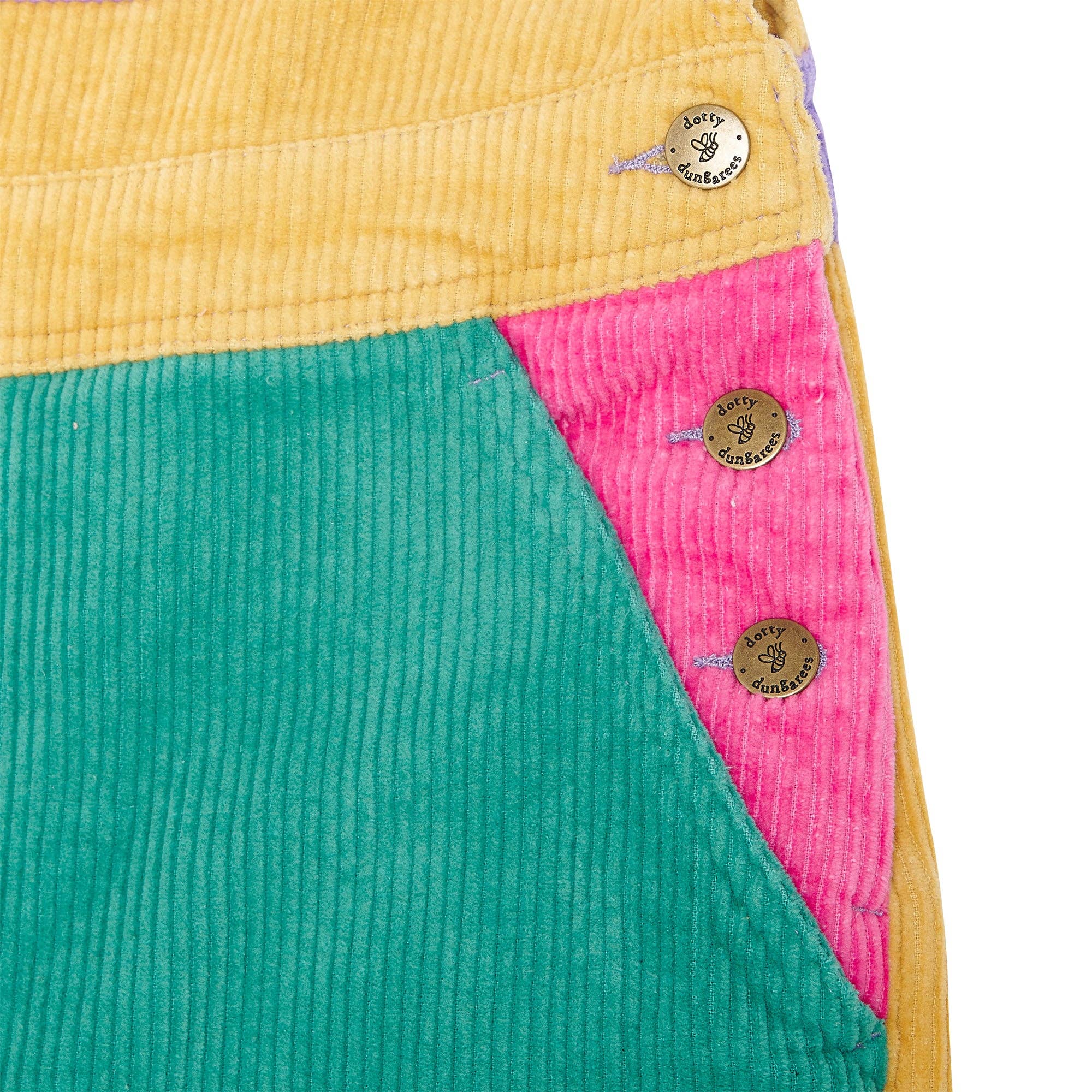 Dotty Dungarees – wholesale Overalls – Women's – Adult Bright Patchwork Corduroy Dungarees7