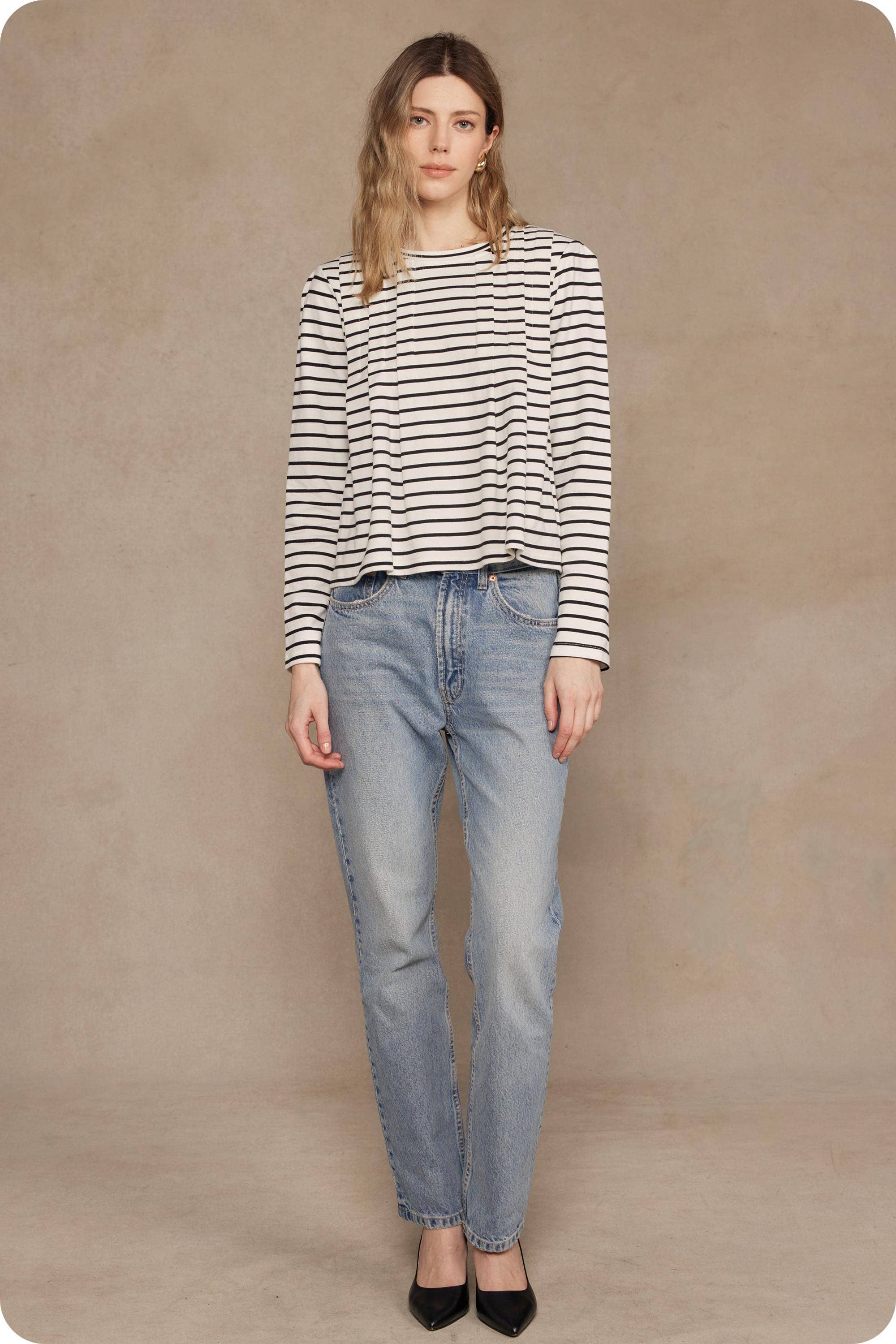 Strut & Bolt - Wholesale Blouse - Women's - Striped Shoulder Pad Knit Tee Top4