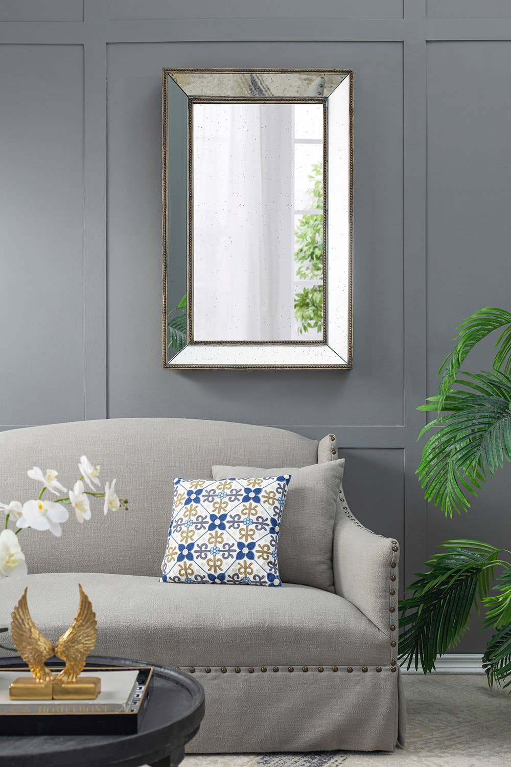 A&B Home Group Inc. - Wholesale Wall Mirror - 27.6x3.2x43.3" MDF Antiqued Beveled Wall Mirror6
