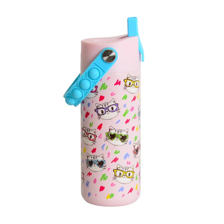 Elemental - Vente Bouteilles d'eau - Bouteille à poignée anti-stress isolée Core 18oz - Chat élégant1