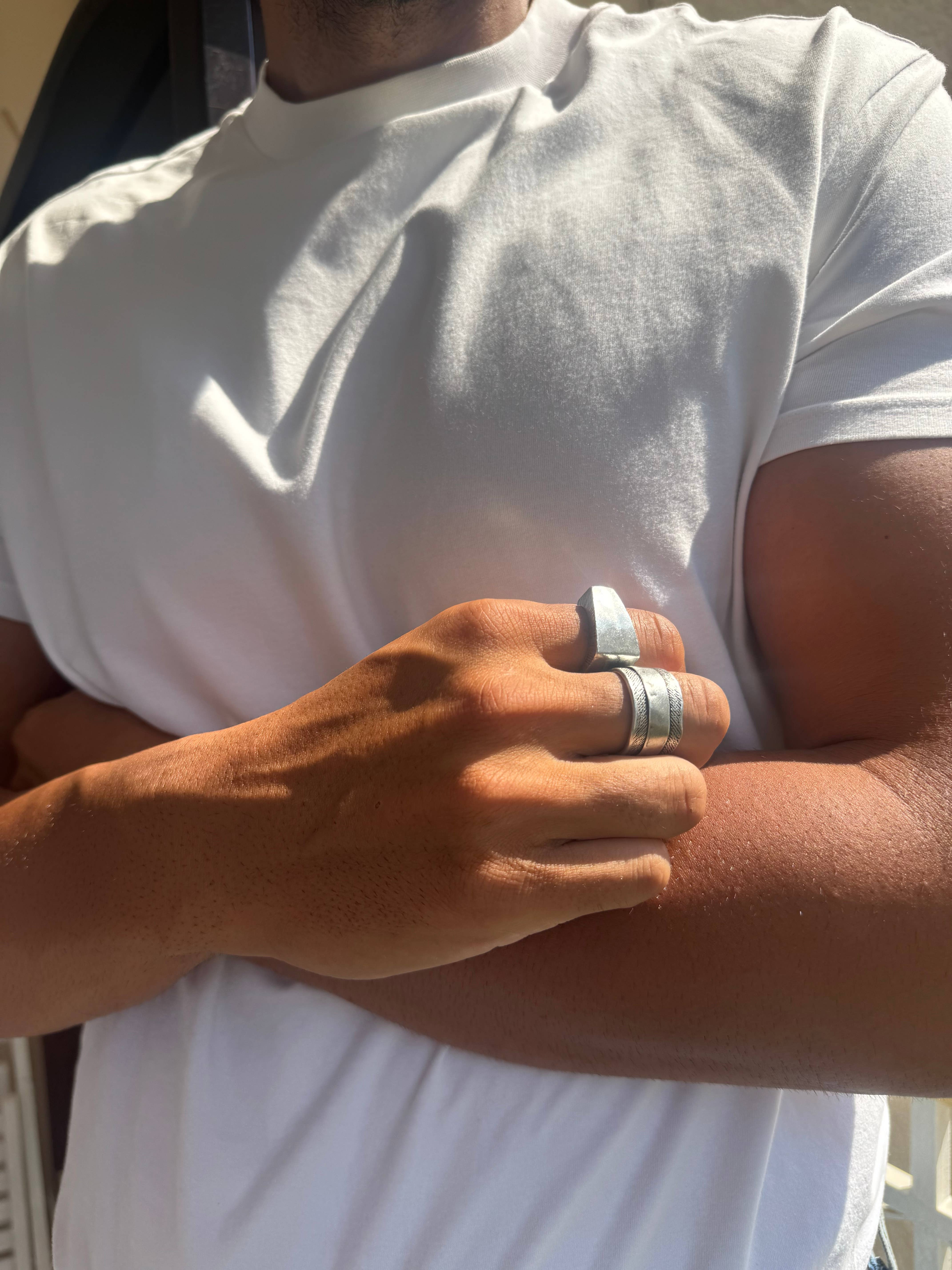 Christina Christi - Wholesale Band/gestapelde ring - Herenring set van twee zilveren verstelbare ringen6