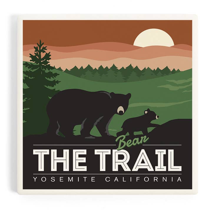 Ceramic Coaster Yosemite California, Bear the Trail for wholesale by Lantern Press