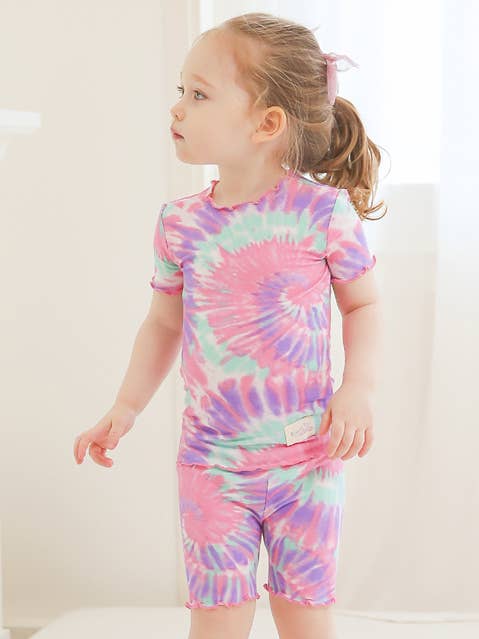 Bamboo Tie Dyeing Purple Pink Short Sleeve PJs for wholesale on Faire