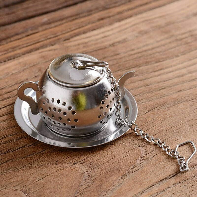 Magnifique Hearts – Großhandel Teesieb/-Infuser – Teesieb in Form einer Teekanne mit Abtropfschale für Boutique Bliss1