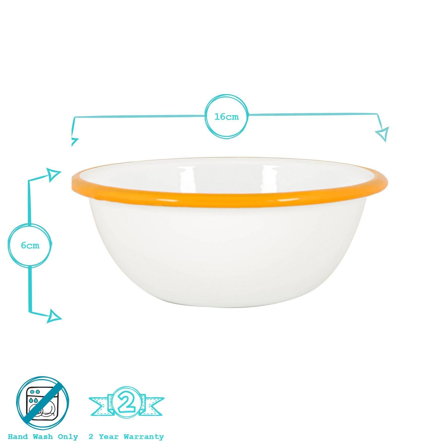 Rinkit Ltd – wholesale Bowl – Argon Tableware White Enamel Bowl - 16cm - Yellow5