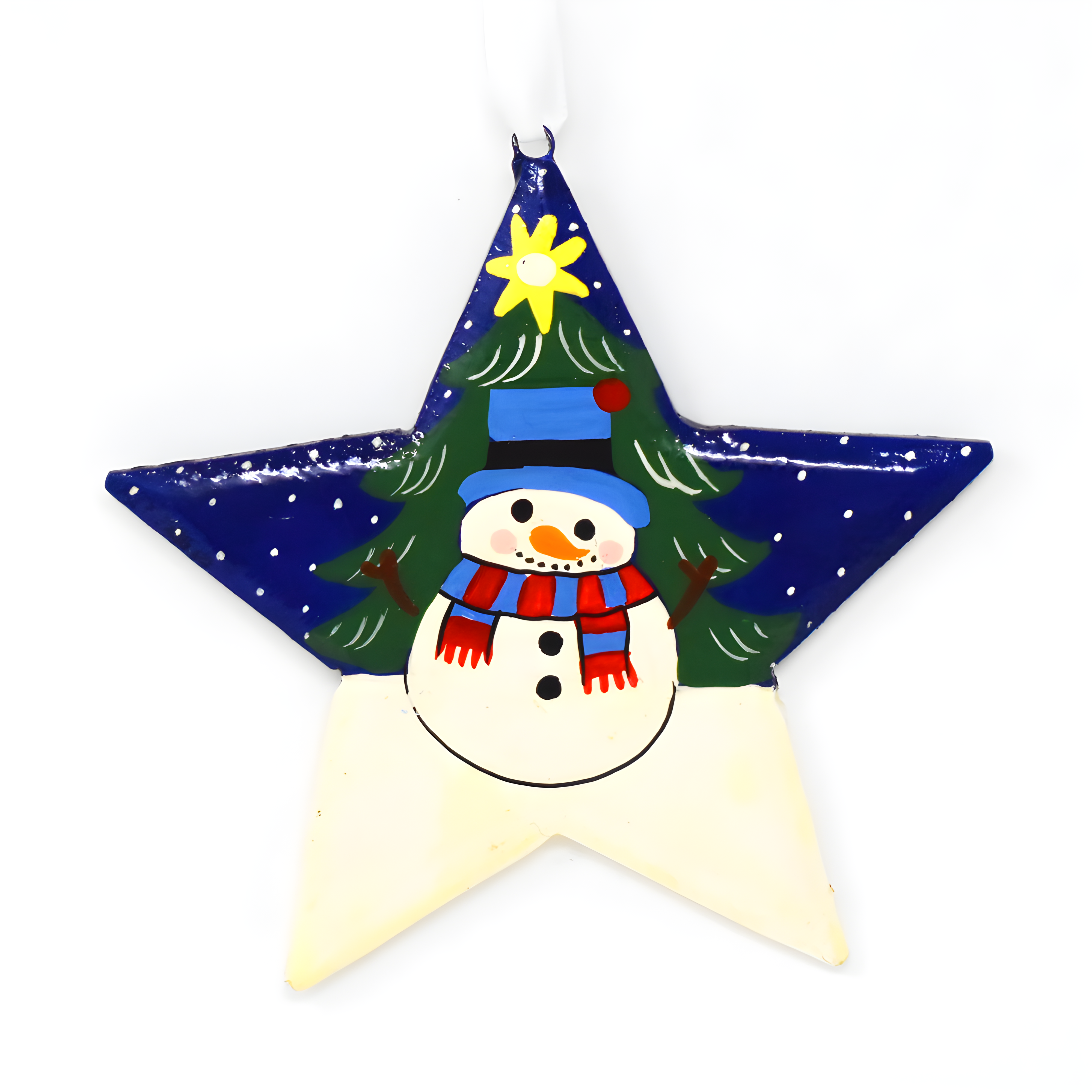 Fair to Trade Ltd - Vente Décoration de Noël - Décorations de Noël en forme d'étoile en bois peintes à la main et assorties3