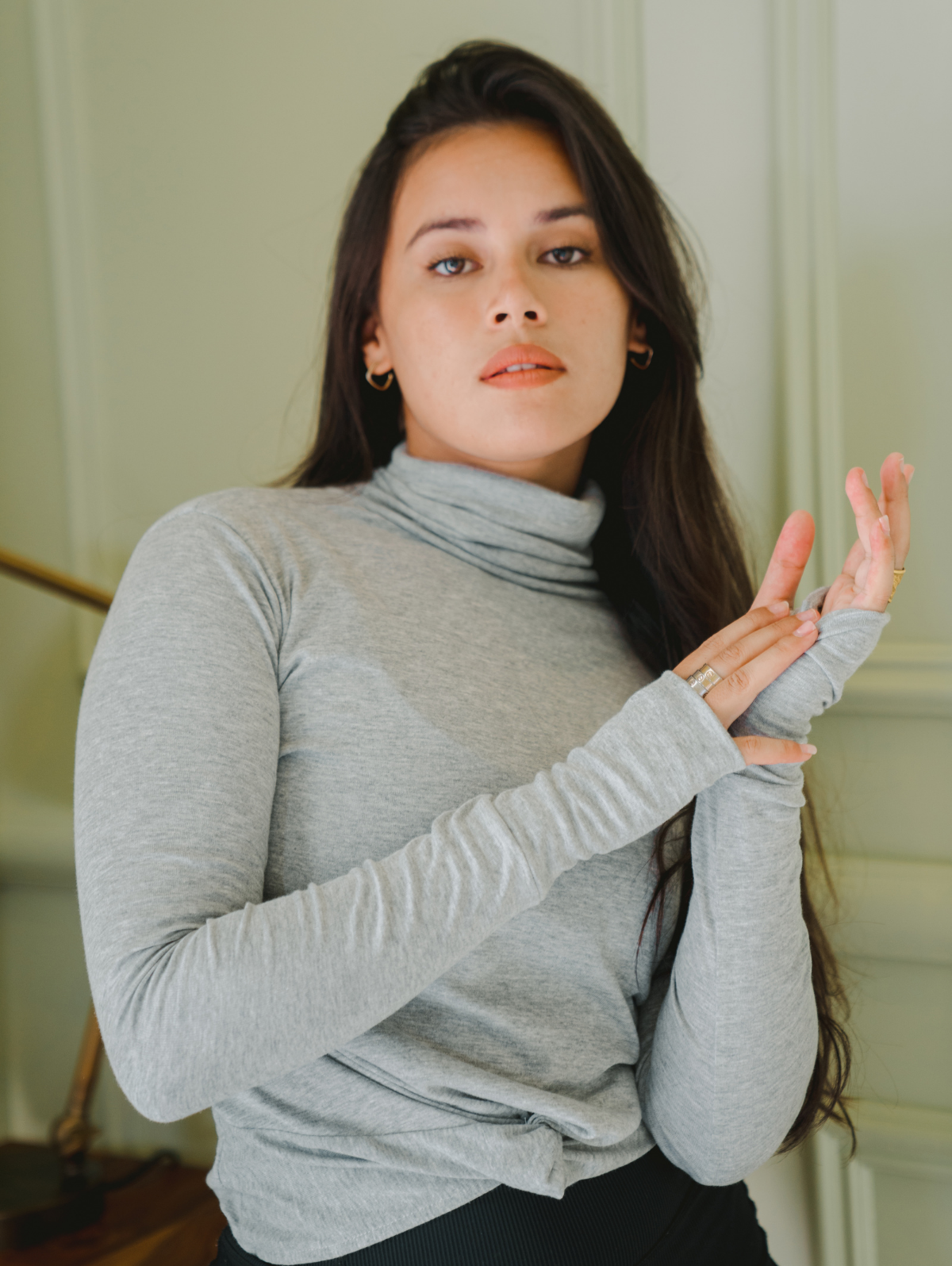 Hands To Hearts - Wholesale Knit Top - Women's - Reversible Knotted LS Turtleneck Azure9