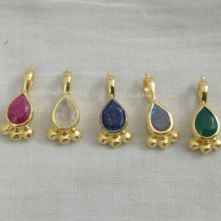 Gold Finish Birthstone Charm Pendant for Women for wholesale by Rishi Jewelry