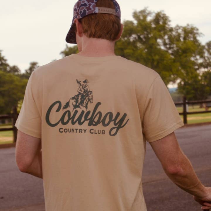 Cowboy Country Club - Wholesale Screen Printed T-Shirt - Men's - Cursive Club Graphic T-Shirt3