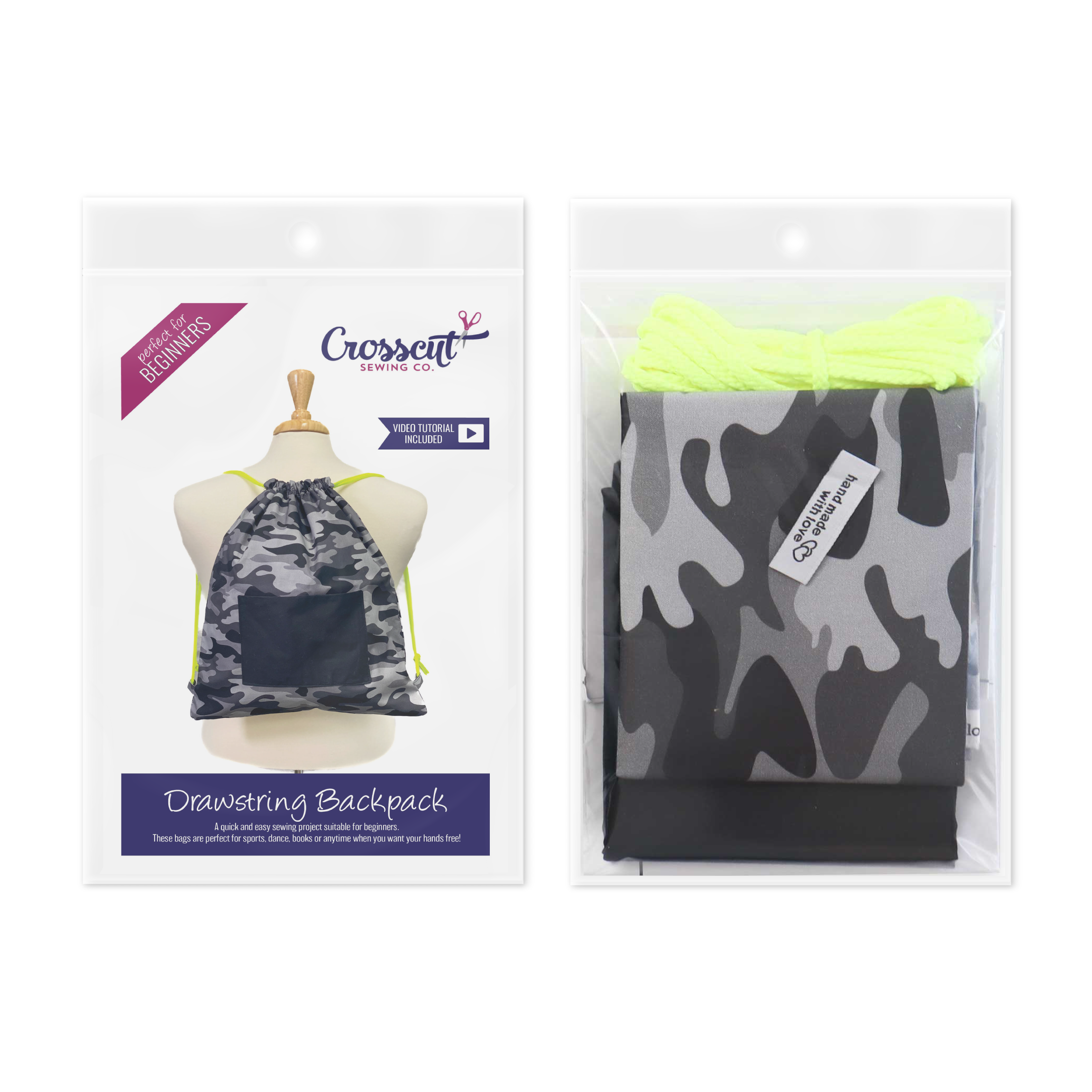 Crosscut Sewing Co. - Wholesale DIY Craft Kit - Drawstring Backpack Sewing Kit - DIY Sewing Project Kit for Beginners, Kids and Adults32