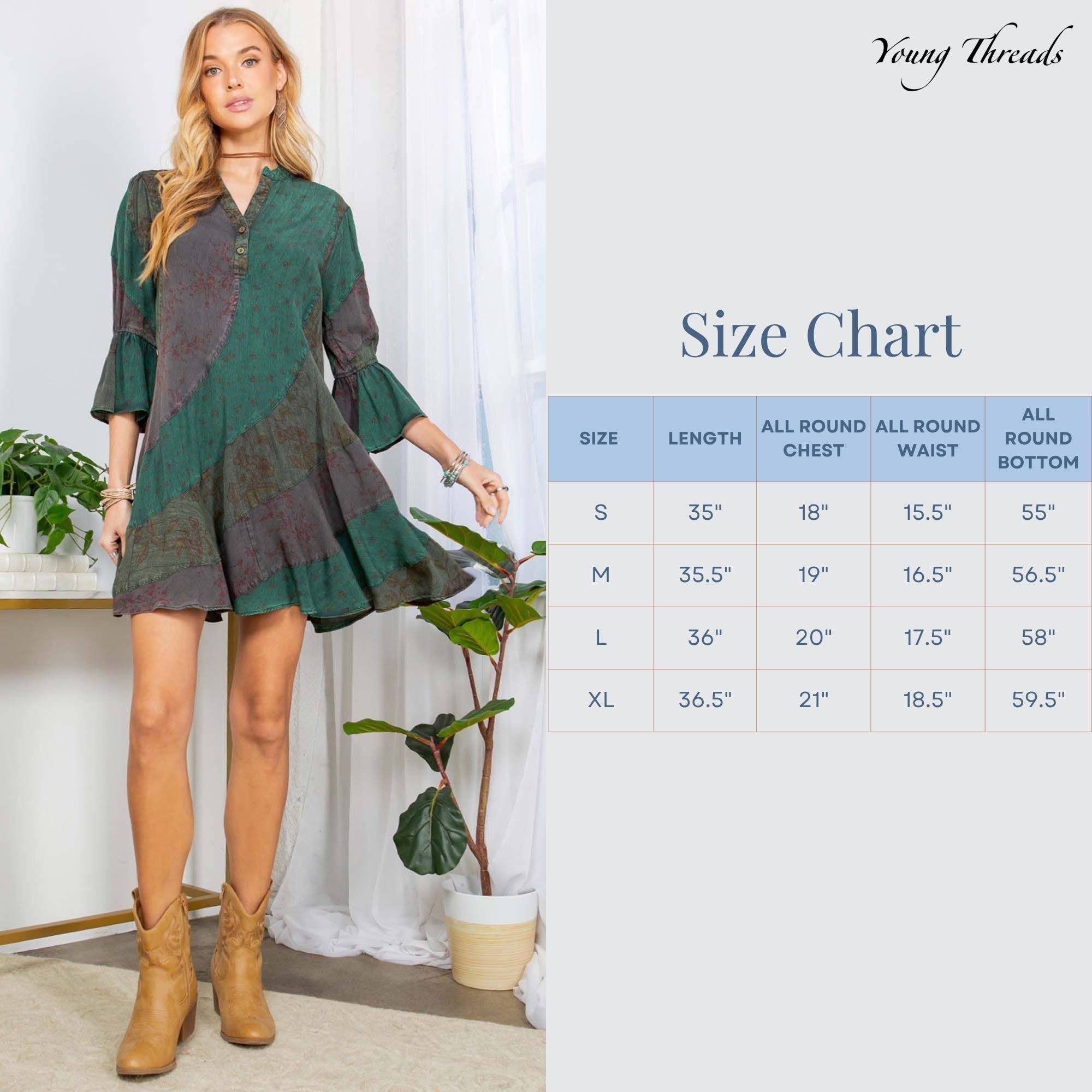 Young Threads - Wholesale Dress - Women's - Boho Patchwork Overdyed Babydoll Dress23